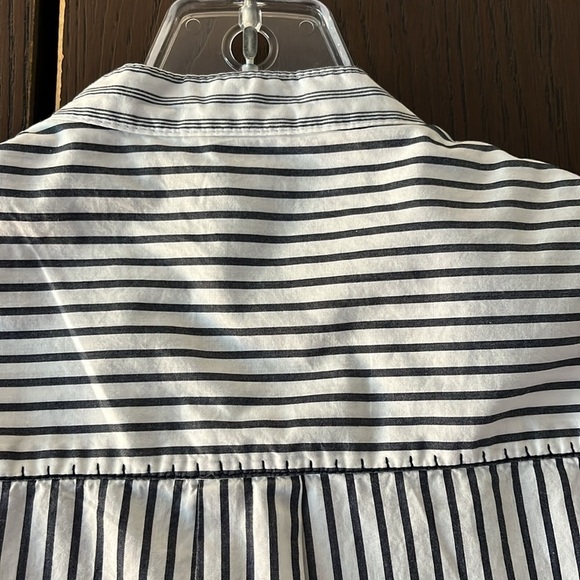 Gap long sleeved navy and white stripped blouse with blue and red lace front. S - Picture 7 of 12